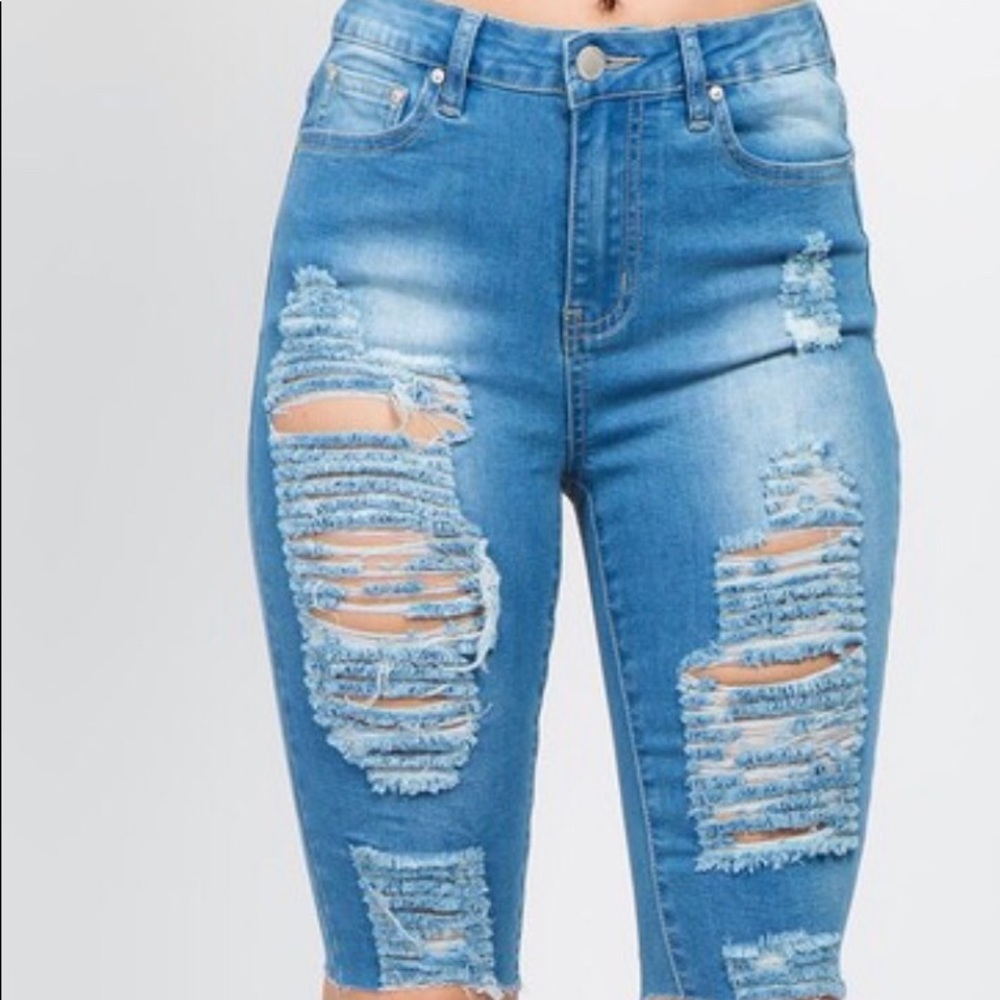 Distressed Bermuda Shorts